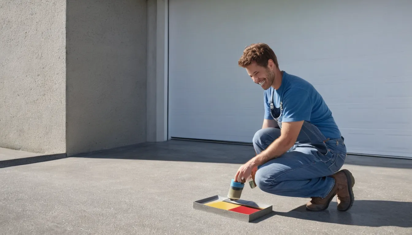 Provider checking a concrete floor before coating in the Hamel area